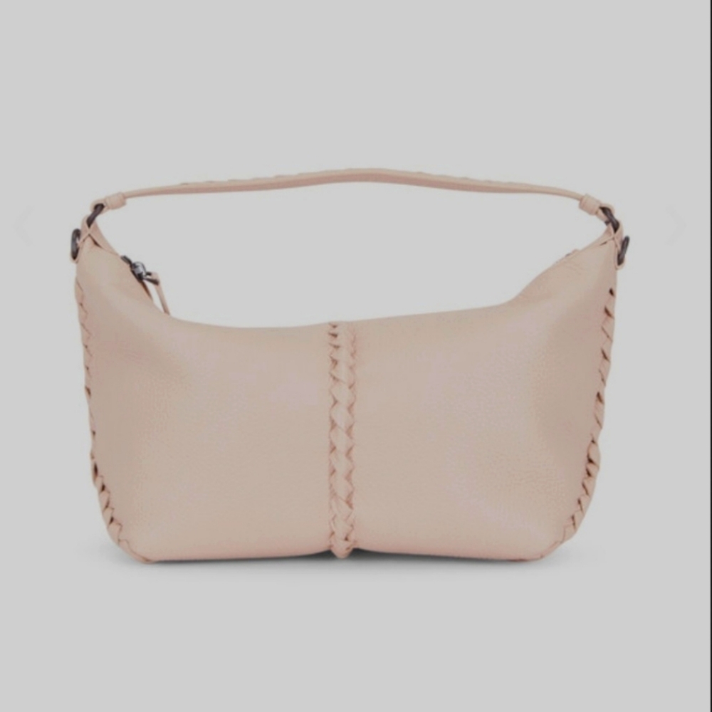 CHAPS VINTAGE CREAM LEATHER BRAIDED SMALL HOBO BAG